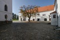 The courtyard of Trebic castle together with The Basilica of St. Procopius, Czech Republic Royalty Free Stock Photo