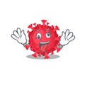 A picture of crazy face coronavirus substance mascot design style