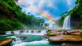 A Picture Of A Creatively Captivating Picture Of A Waterfall With A Rainbow AI Generative