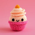 A Picture of a Crocheted Cute Ice cream, Ai Generated