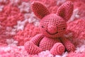 A Picture of a Crocheted Cute Pig, Ai Generated