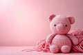 A Picture of a Crocheted Cute Pig, Ai Generated