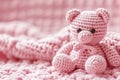 A Picture of a Crocheted Cute Pig, Ai Generated