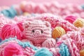 A Picture of a Crocheted Cute Pig, Ai Generated