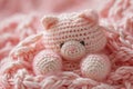 A Picture of a Crocheted Cute Pig, Ai Generated