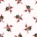 Picture of crossed out corona virus seamless pattern background. Fight , defeat, beat viral spread quarantine of covid