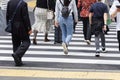 crowds of people crossing a city street in Tokyo, Japan Royalty Free Stock Photo