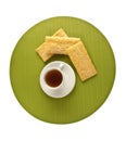 Picture of a cup of coffee and crisp bread Royalty Free Stock Photo