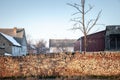 Selective blur on a old brick wall, red bricks, decaying and cracked, in a serbian village of vojvodina in a rural countryside Royalty Free Stock Photo