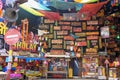 Picture of decorated Durga Puja pandal, Durga Puja is biggest religious festival of Hinduism. Shot at colored light, in Kolkata, Royalty Free Stock Photo