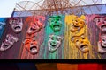 Picture of decorated Durga Puja pandal, Durga Puja is biggest religious festival of Hinduism. Shot at colored light, in Kolkata, Royalty Free Stock Photo