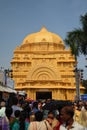 Picture of decorated Durga Puja pandal, Durga Puja is biggest religious festival of Hinduism. Shot at colored light, in Kolkata, Royalty Free Stock Photo