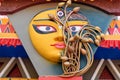 Picture of decorated Durga Puja pandal, Durga Puja is biggest religious festival of Hinduism. Shot at colored light, in Kolkata, Royalty Free Stock Photo