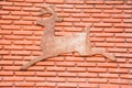 Picture deer on brick wall