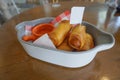 Picture Delicious shrimp spring rolls, crispy batter, delicious shrimp meat, excellent taste.