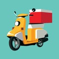 Picture of delivery scooter on background. Vector illustration