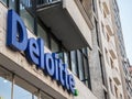 Logo of Deloitte on their main office building in Belgrade. Deloitte is one of the main audit firms in the world Royalty Free Stock Photo