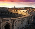 Ancient Roman amphitheatre arena in Nimes, France Royalty Free Stock Photo