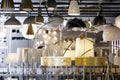 Picture of different modern lamp with lights in the store