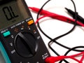 Picture of a digital multimeter, with red and black probe Royalty Free Stock Photo