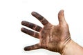 A picture of dirty hands of a man