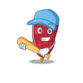 Picture of doner kebab cartoon character playing baseball