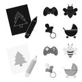 Picture, dzhostik, bee, nipple.Toys set collection icons in black,monochrom style vector symbol stock illustration web.