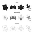 Picture, dzhostik, bee, nipple.Toys set collection icons in black,monochrome,outline style vector symbol stock