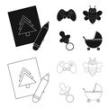 Picture, dzhostik, bee, nipple.Toys set collection icons in black,outline style vector symbol stock illustration web.