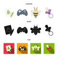 Picture, dzhostik, bee, nipple.Toys set collection icons in cartoon,black,flat style vector symbol stock illustration