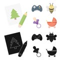 Picture, dzhostik, bee, nipple.Toys set collection icons in cartoon,black style vector symbol stock illustration web.