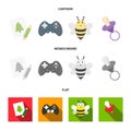 Picture, dzhostik, bee, nipple.Toys set collection icons in cartoon,flat,monochrome style vector symbol stock