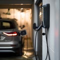 Electric Vehicle Wall Charger at Home (AI-Generated)