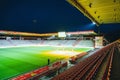 Picture of an empty stadium at night, illuminated in a dim light in Berlin