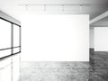 Picture exposition modern gallery,open space.Blank white empty canvas contemporary industrial place.Simply interior loft