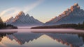 A Picture Of An Exquisitely Detailed Mountain Range Is Reflected In A Lake AI Generative