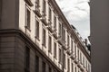 Typical Austro-Hungarian Facades wit old windows in a street of Innere Stadt, the inner city of Vienna, Austria, in the 1st Bezirk Royalty Free Stock Photo