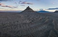 Factory Butte Aerial View mountain and sunset