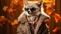 Picture a fashionable fox in a faux fur stole, accessorized with pearl earrings