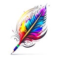 The feathe of pen drawing a colorfull line background