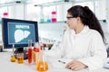 Female scientist doing medical research on hospital Royalty Free Stock Photo