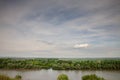 Panorama of the tisa river from above with the plains of Banat and vojvodina seen from Titelski breg, or titel hill, in Vojvodina