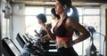 Picture of people running on treadmill in gym Royalty Free Stock Photo