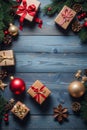 Flat lay, Top view Christmas holiday background