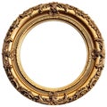 Picture frame. Baroque style round golden frame isolated on white background Royalty Free Stock Photo