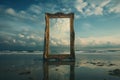 Picture frame on the beach at sunset, vintage color tone and soft focus Royalty Free Stock Photo