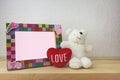 Picture Frame and Bear doll for Home Decoration Royalty Free Stock Photo