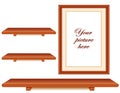 Picture Frame, Cherry Wood Shelves Wall Group Royalty Free Stock Photo