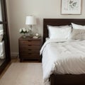 Picture frame and flowers on a dresser in a contemporary bedroom. (Picture in frame is mine.)