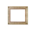 Picture frame with gold yellow brown isolated on white background , clipping path Royalty Free Stock Photo